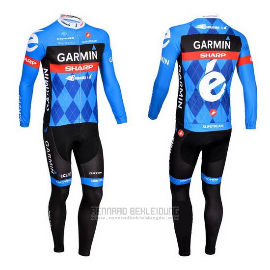 2013 Fahrradbekleidung Garmin Sharp Blau Trikot Langarm und Tragerhose - zum Schließen ins Bild klicken